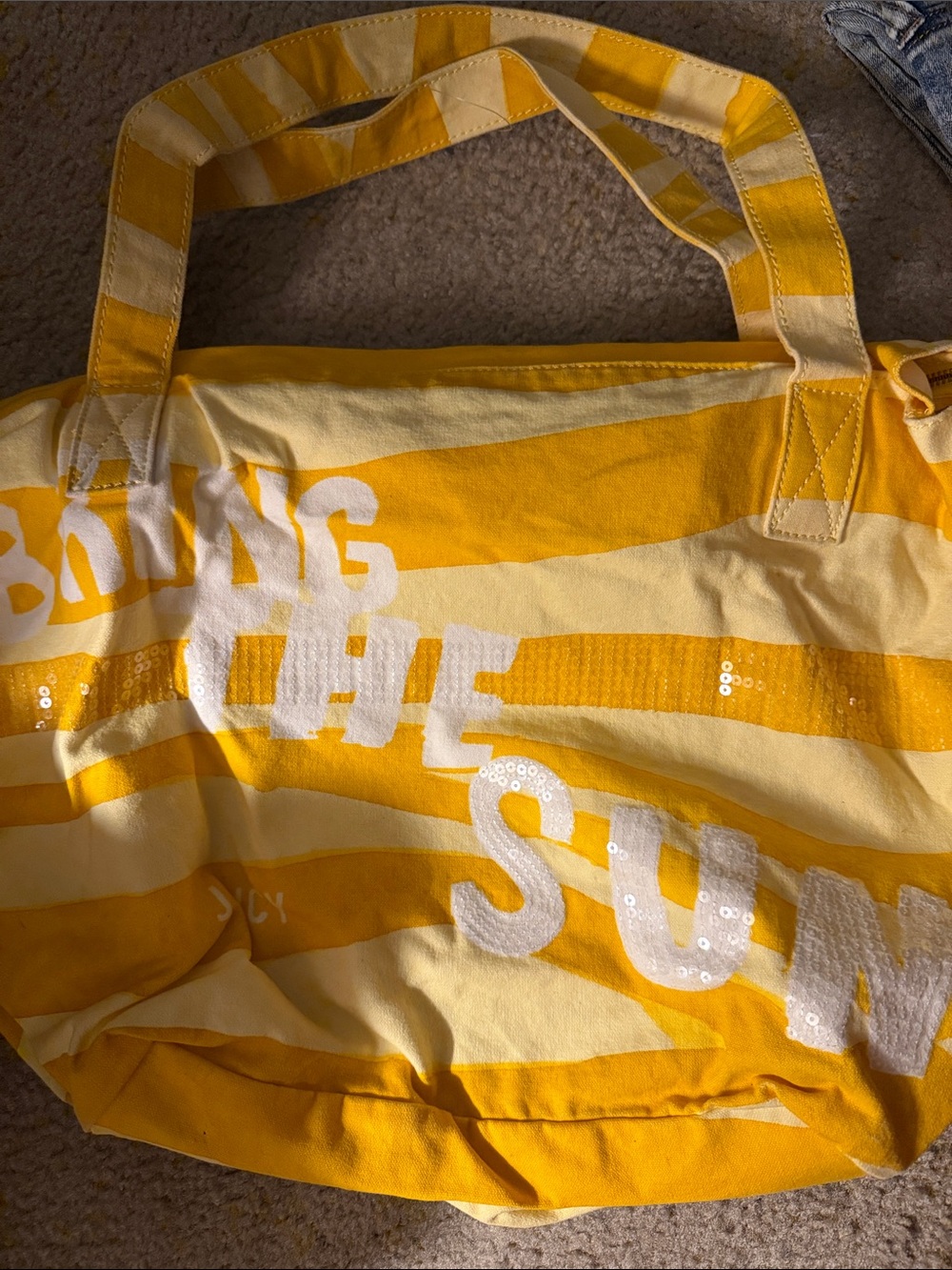 New Juicy Couture Yellow and Cream Striped Handbag.